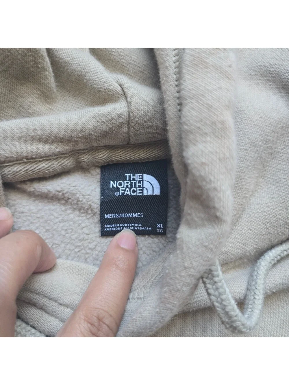 The North Face Tan Beige Pullover Hoodie Sweatshirt Mens XL Small Chest Logo